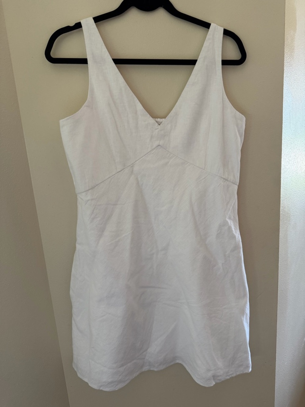 Abercrombie & Fitch White V-Neck Linen Blend Dress Large Tall
